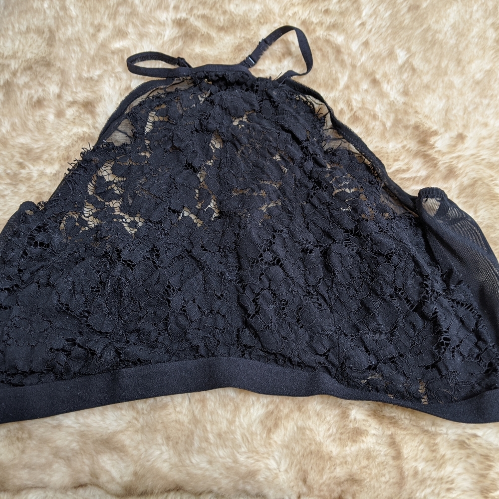 Torrid Black Eyelash Lace Halter Bralette
